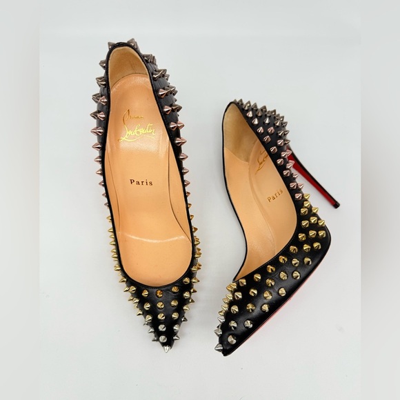 Christian Louboutin Shoes - Christian Louboutin Black Leather Pigalle Ombre Spike 100mm pumps EU 37.5